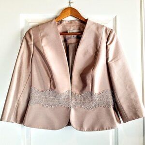 Hobbs London Lace Trim Silk Wool Blazer